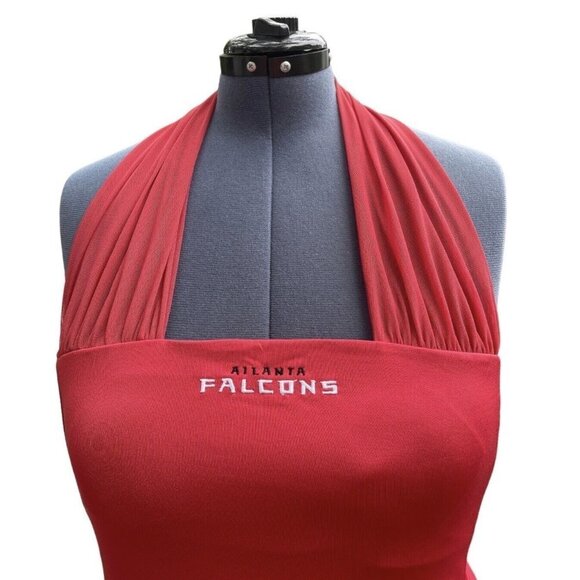 NFL / ALL SPORT COUTURE Womens Red Halter Stretch Top Large Atlantic Falcons NWT - Picture 2 of 16